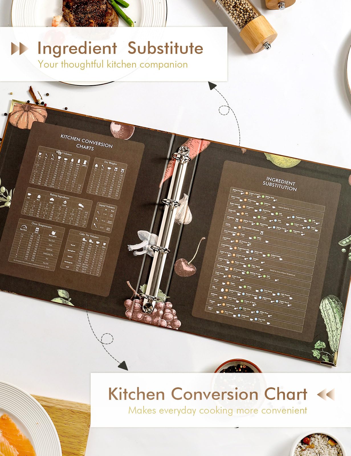 4-ring binder design allowing easy page addition and reordering.