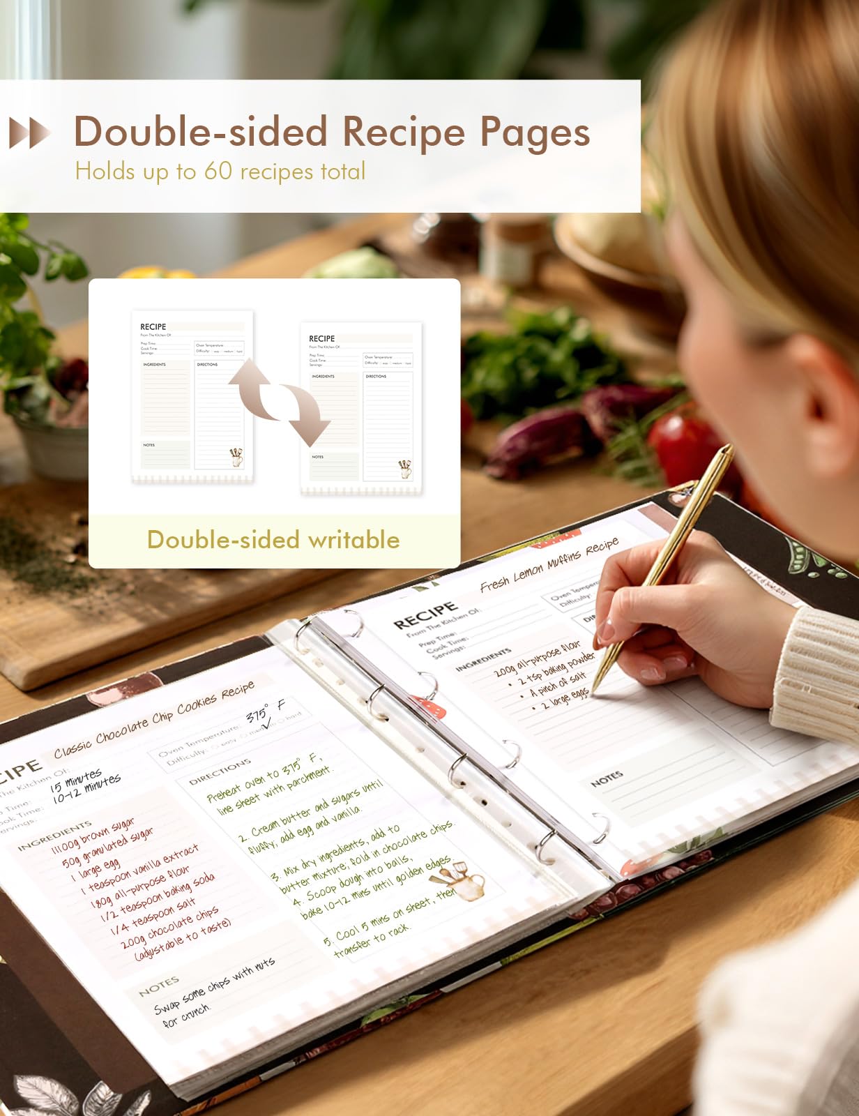 Twelve dividers organize sections by course, family member, or category.