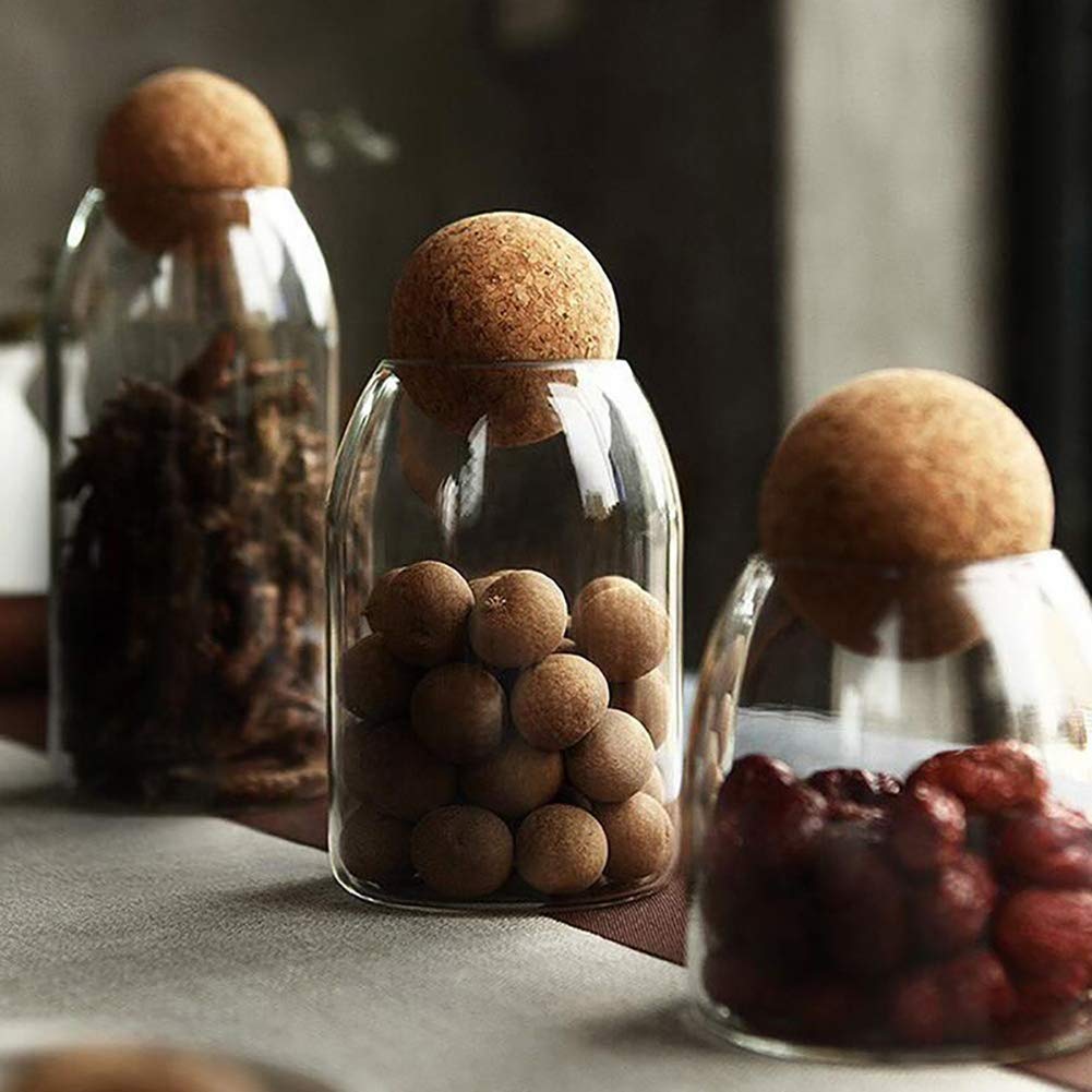 MOLFUJ clear glass canister with wood lid stores coffee and snacks elegantly.
