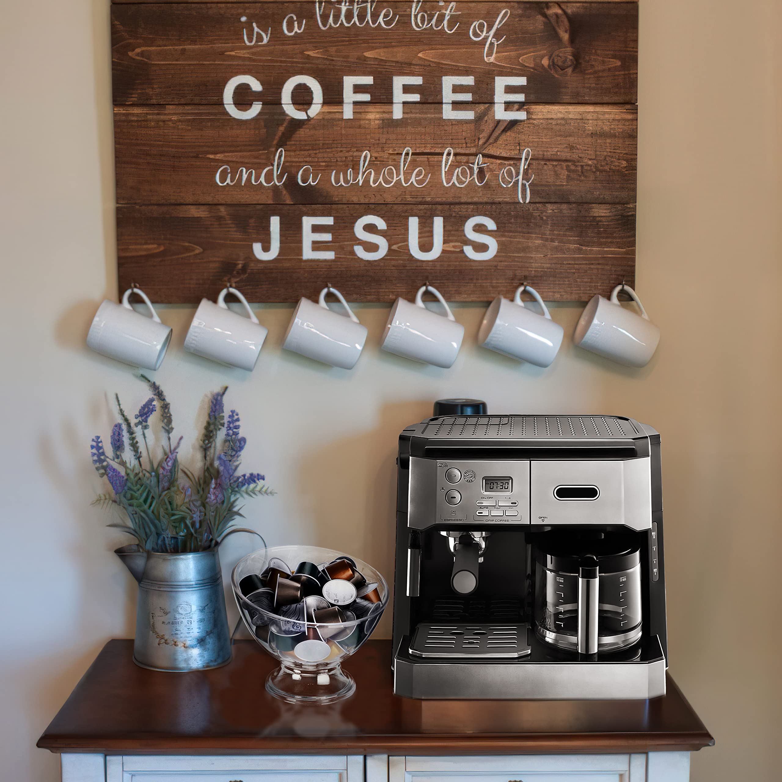 MOLFUJ vertuo capsule organizer-cream keeps capsules visible and accessible on the coffee bar.
