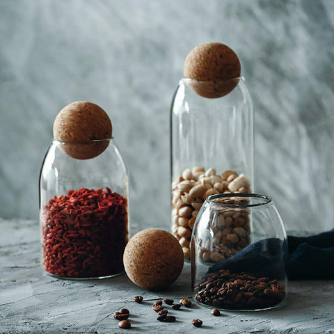 MOLFUJ wood lid airtight jar keeps flour and sugar dry and ready.