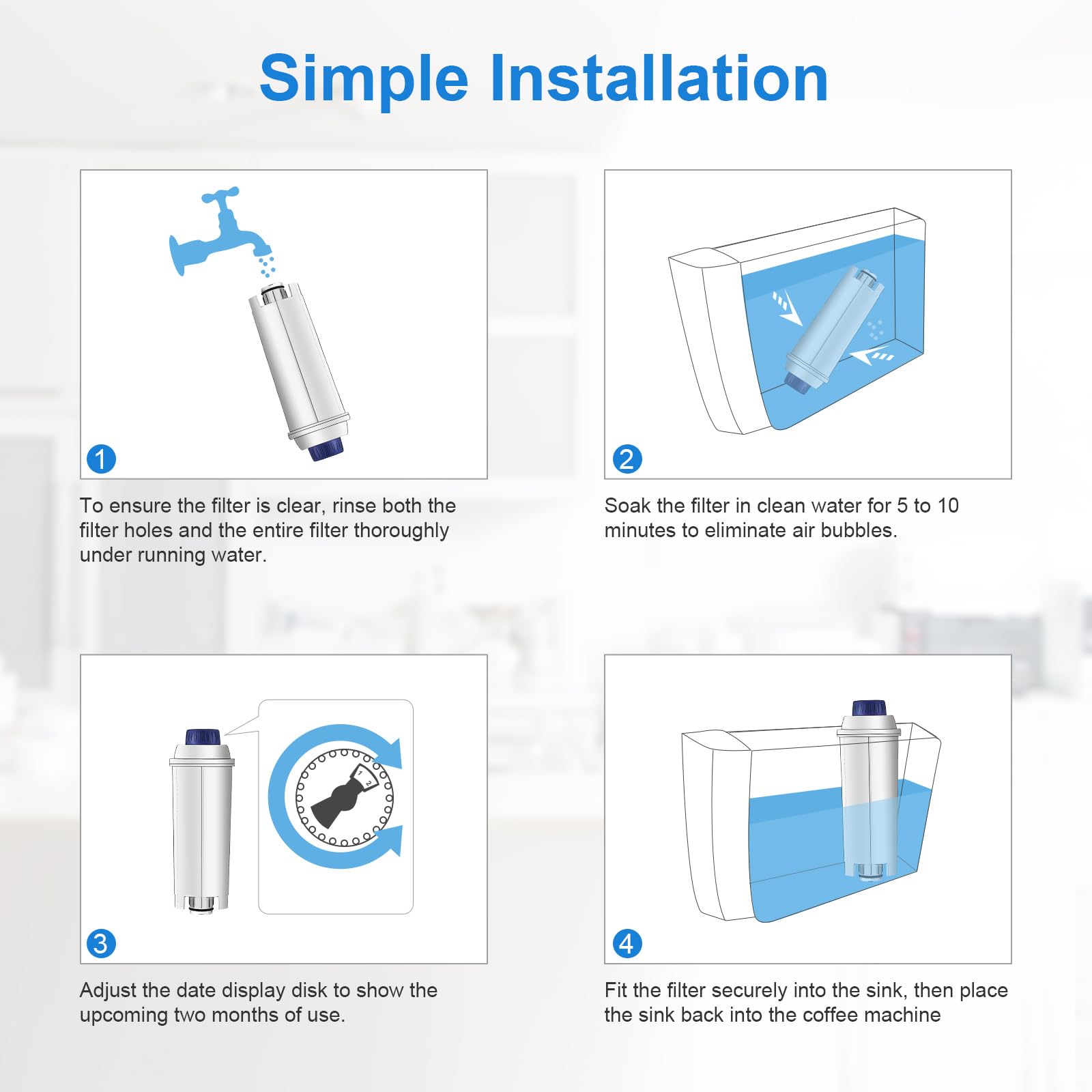 Molifal filter's activated carbon and resin reduce chlorine and odors