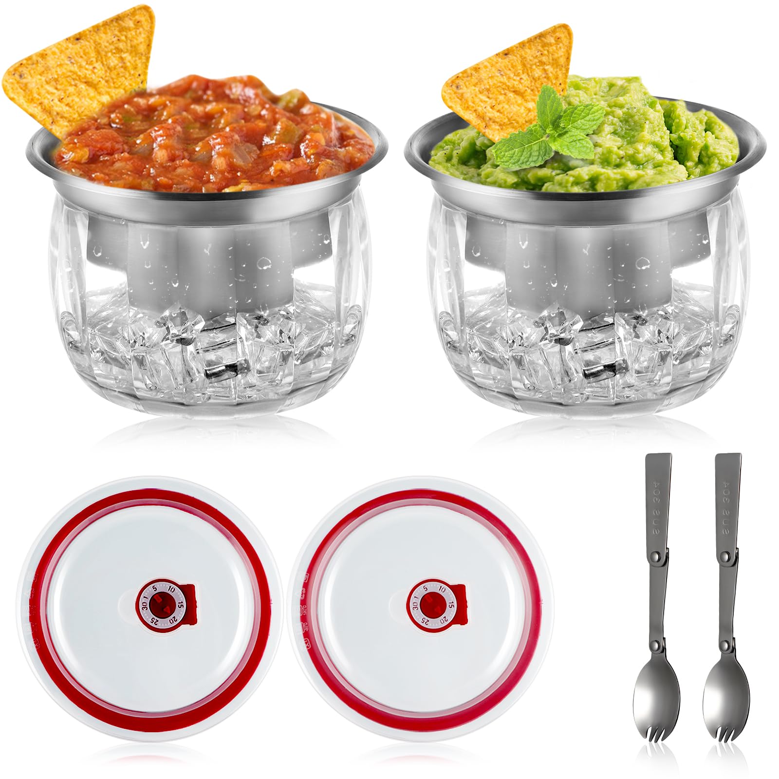 MOLIGOU ice-chilled dip bowl with lid showing 22oz capacity for party servings