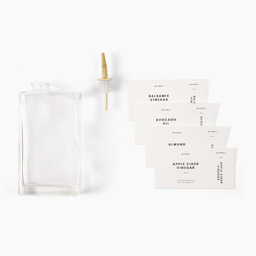Molimoli smooth-flow spout showcases confident pour experience for sauces and dressings.