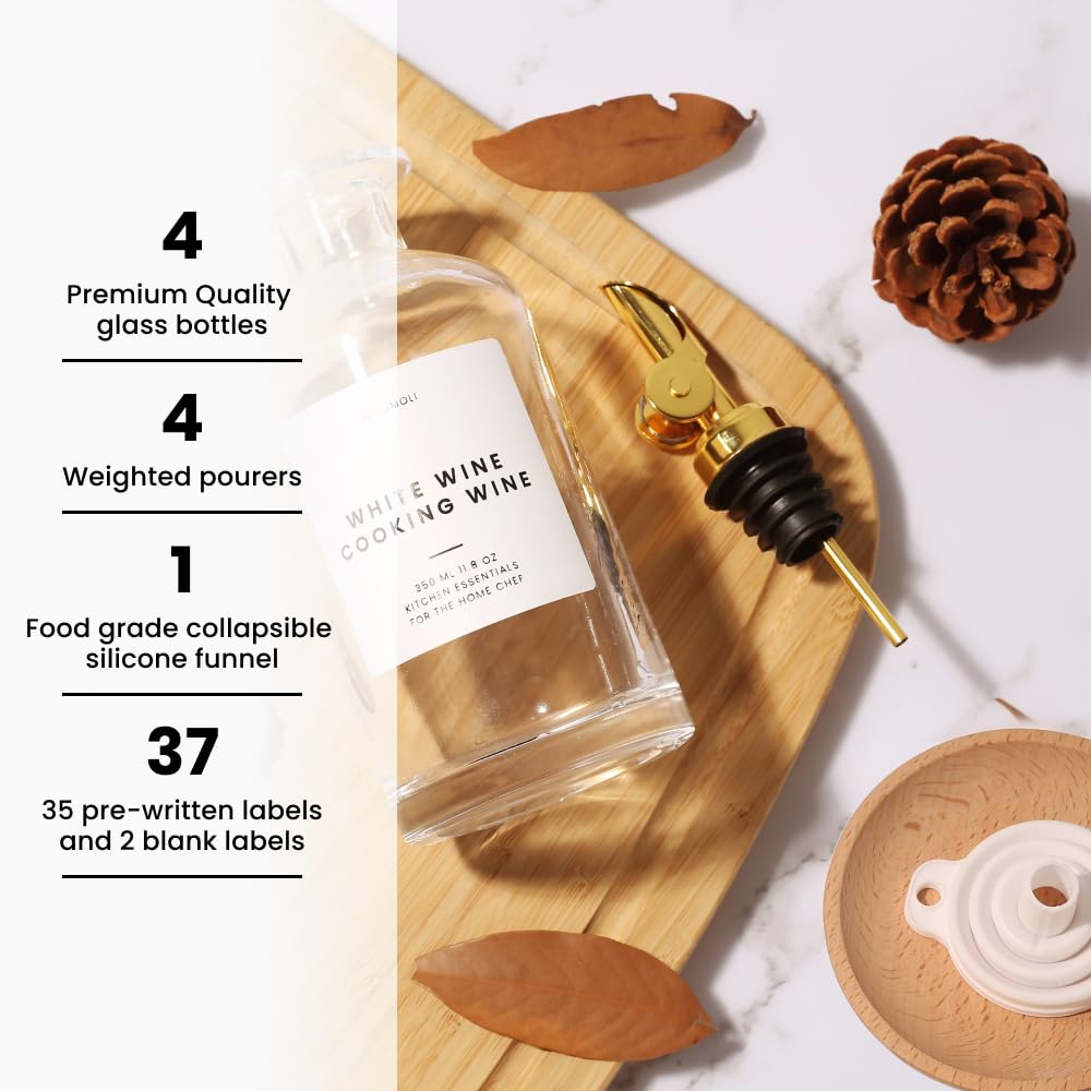 Molimoli weighted pourers with gold caps enable controlled, drip-free pouring