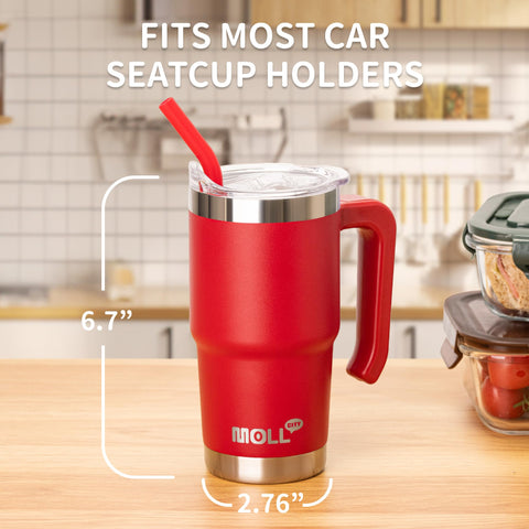 Mollcity 16oz stainless steel vacuum insulated cup keeps drinks cold and hands dry.