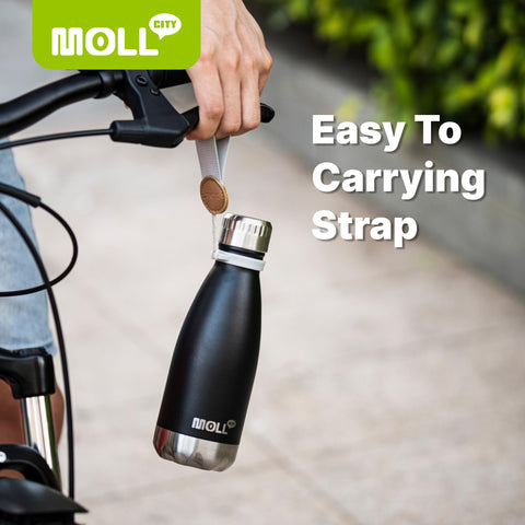 Mollcity Kids Water Bottle 9oz leak-proof cap shown in action