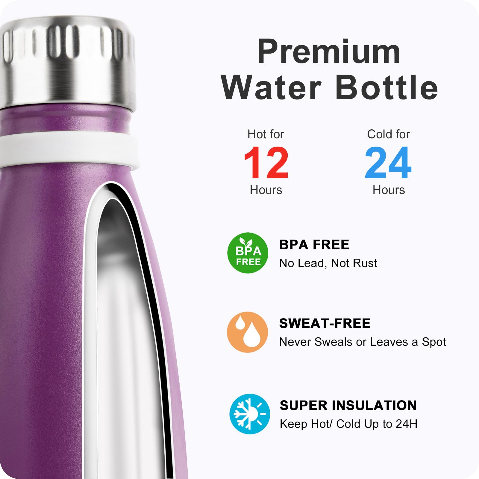 Mollcity Kids Water Bottle stainless steel 18/8 for durable daily use.