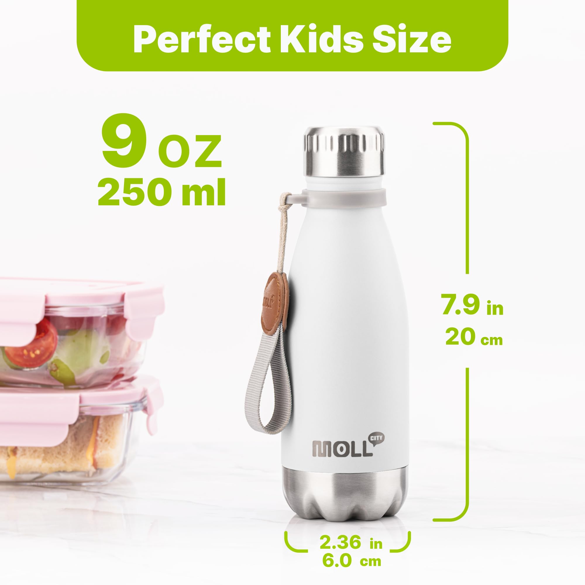 Mollcity compact bottle fits small hands for independent sipping.