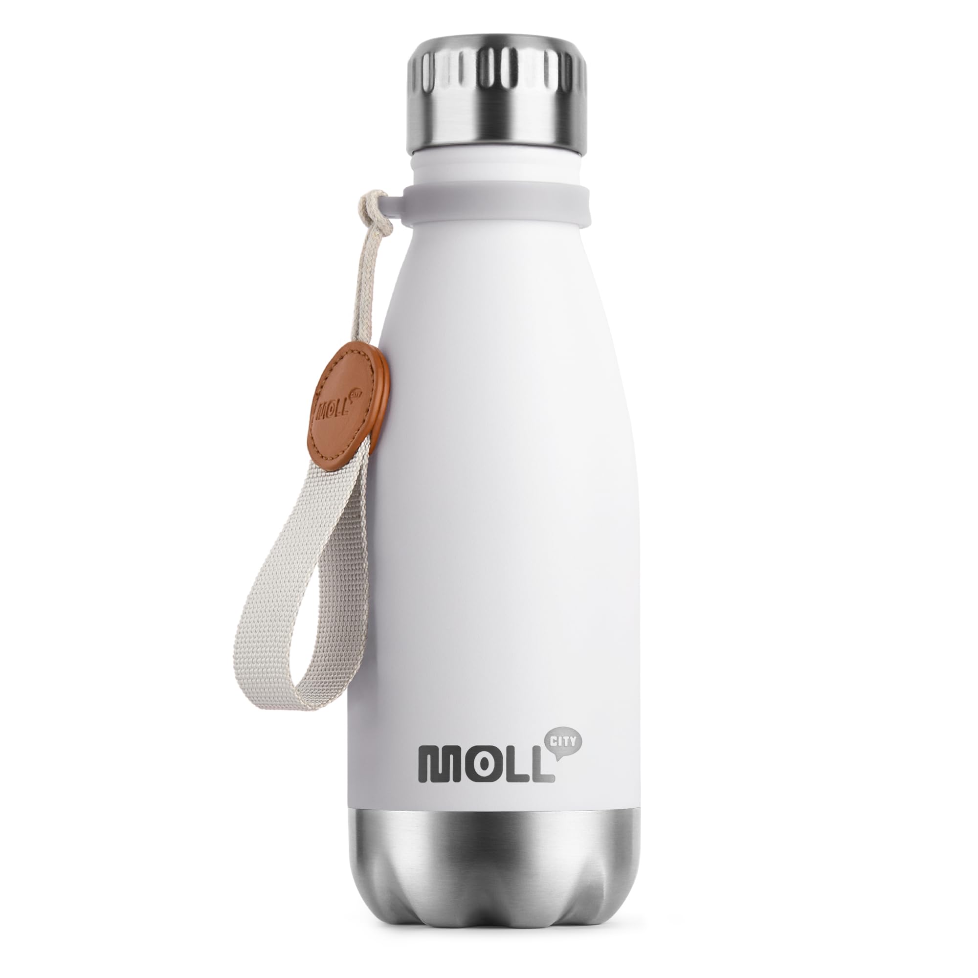 Mollcity bottle with detachable strap for easy on-the-go carrying.