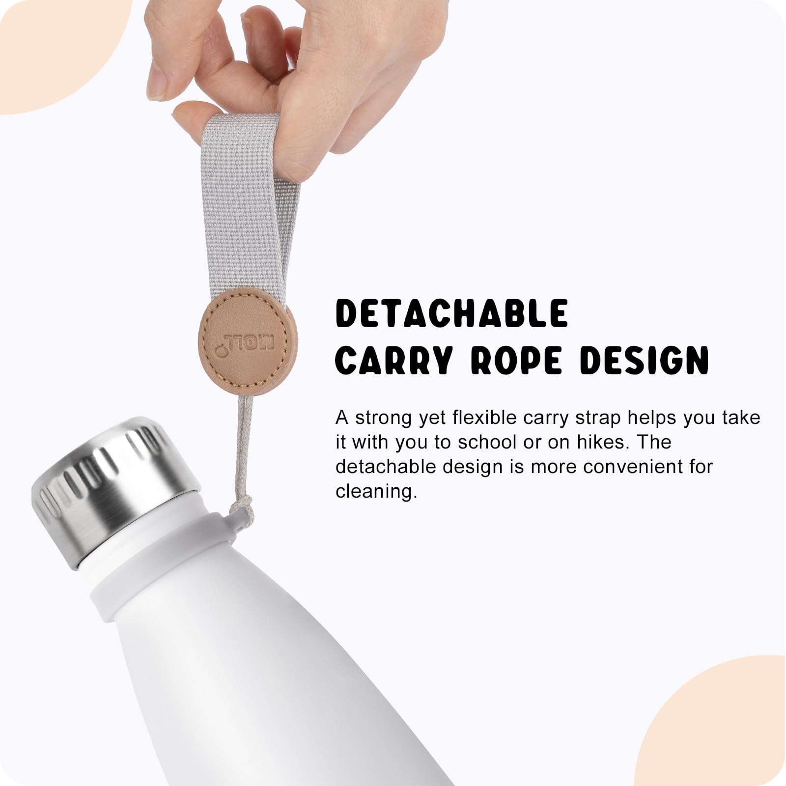 Mollcity double-layer insulated bottle keeps drinks cold or hot for long.