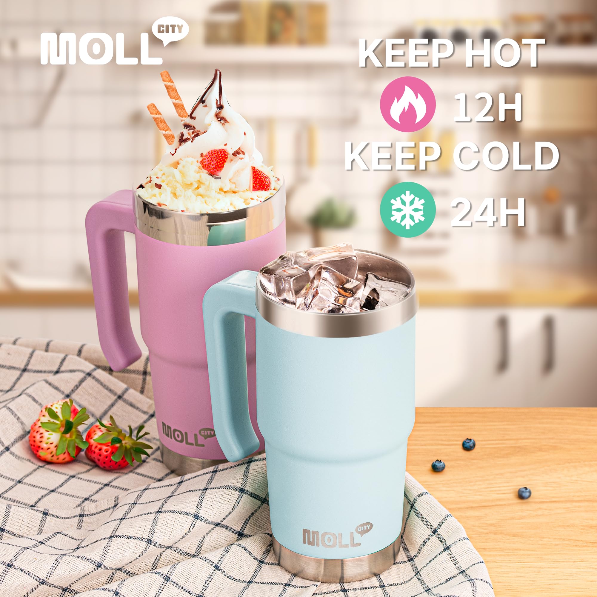 Mollcity stainless steel interior and exterior for durable, safe sipping
