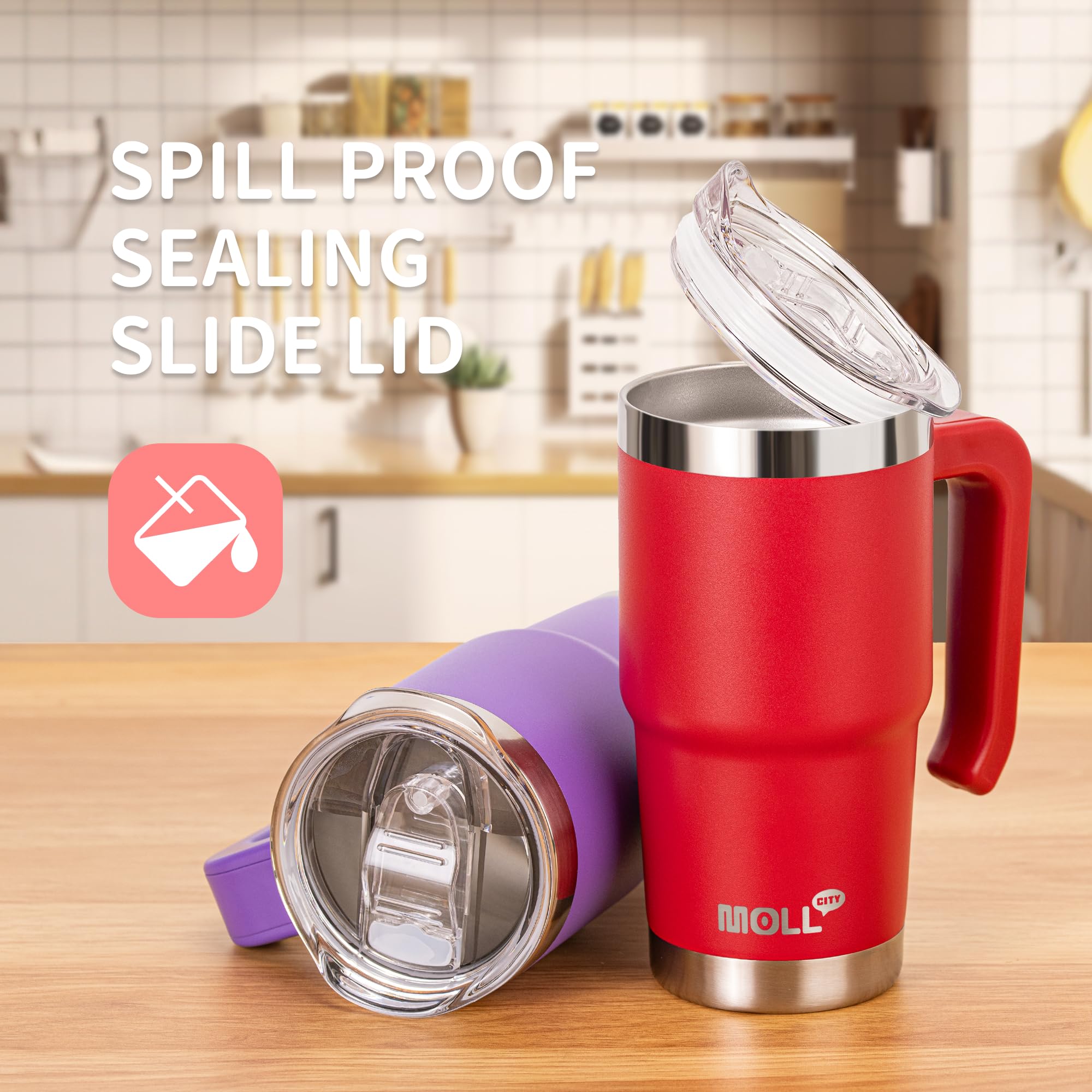 Mollcity tumbler lid with straw enables mess-free sipping for kids.