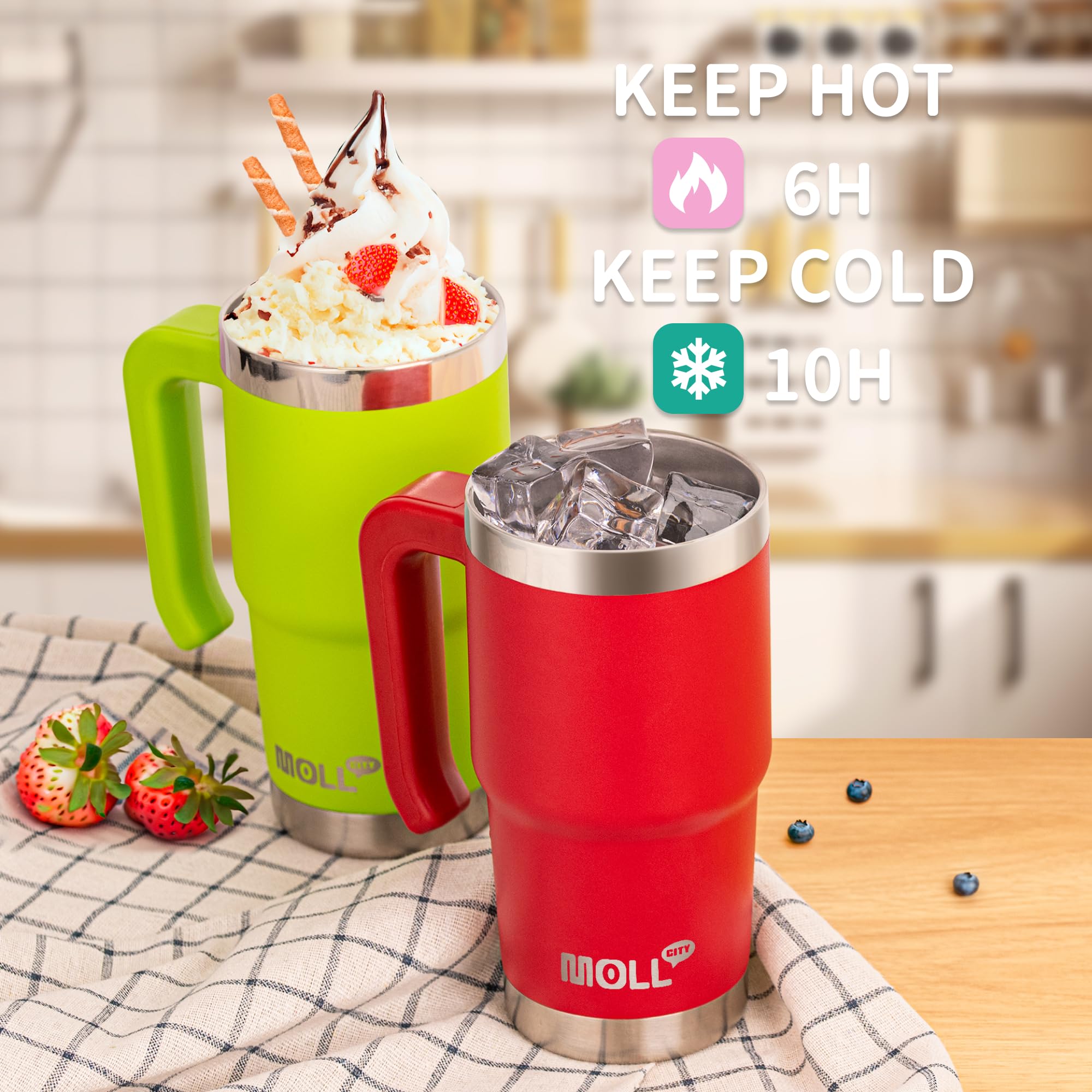 Mollcity wide-mouth design makes refilling and cleaning quick.