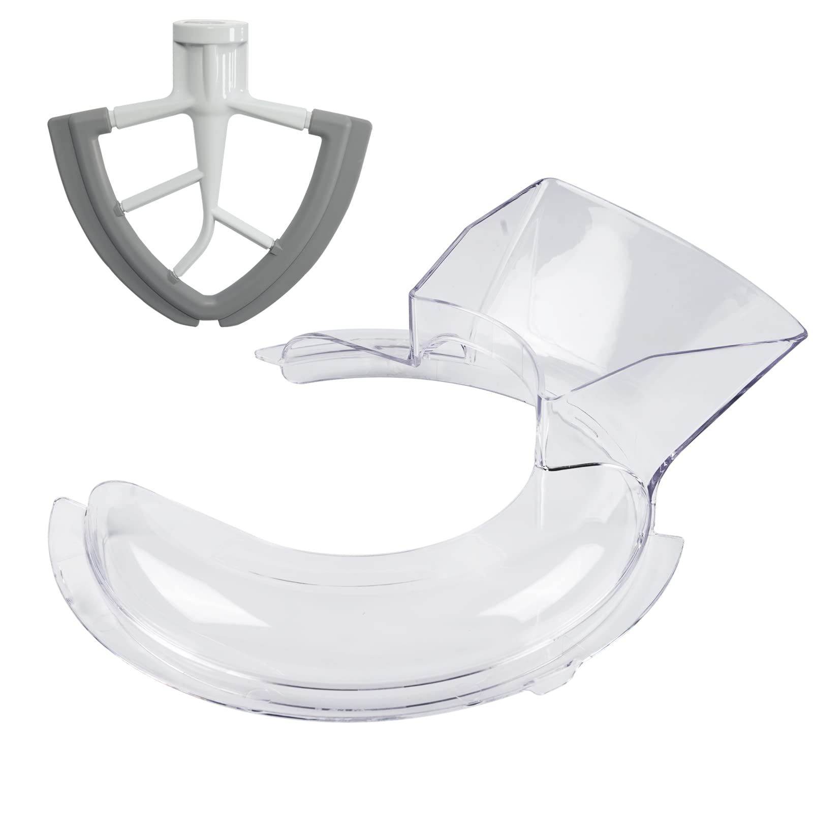 Moloudan pouring shield on KitchenAid 4.5-qt mixer bowl for mess-free ingredients