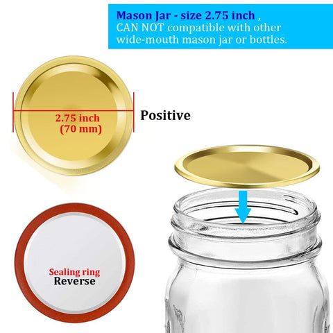 Moment Dextrad regular-mouth silver lids with airtight seal for jars.