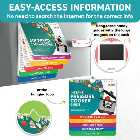Momo & Nashi airfryer guide fridge magnet keeps essentials within reach during prep.