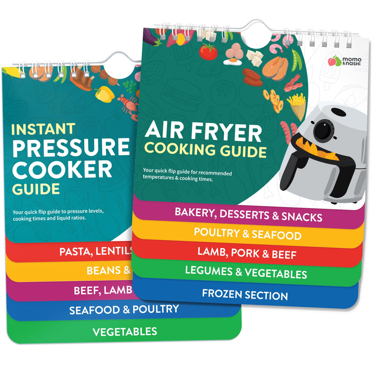 Momo & Nashi airfryer guide front view for quick weeknight meal references.
