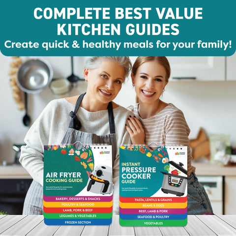 Momo & Nashi airfryer guide open spread highlights simple cooking steps at a glance.