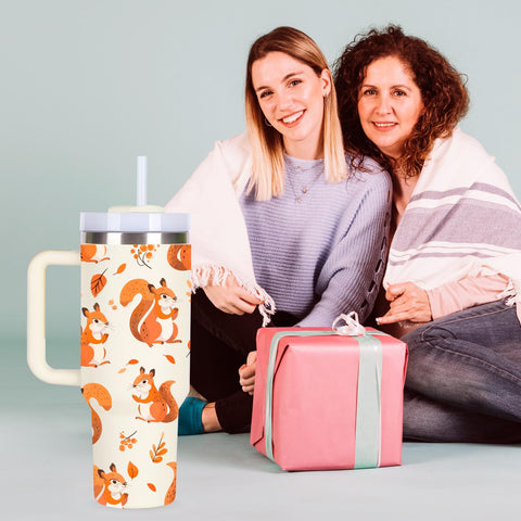 Momocici 40oz squirrel tumbler ideal for birthday or Christmas gifts.