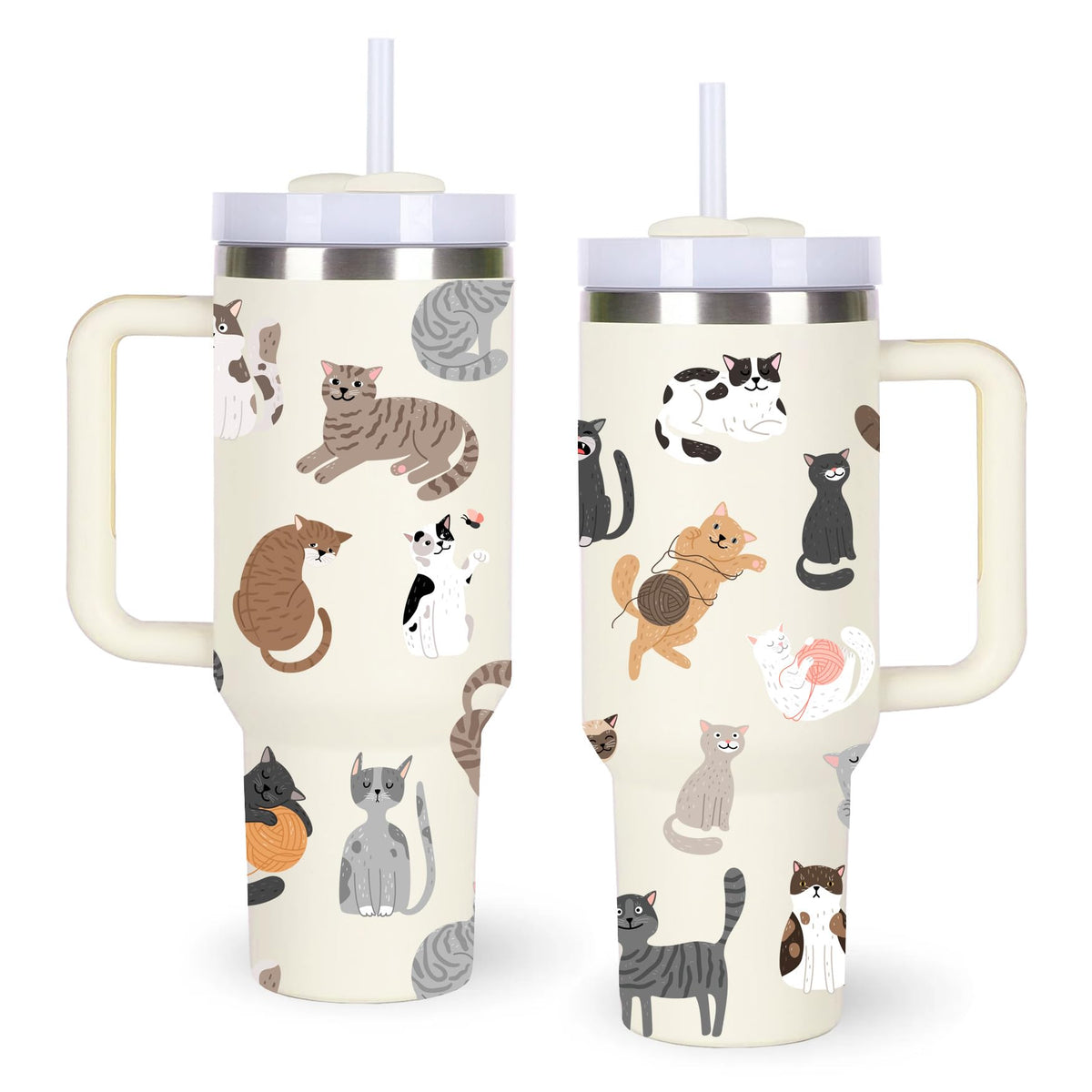 momocici 40oz cat tumbler with handle showing large capacity for all-day hydration.