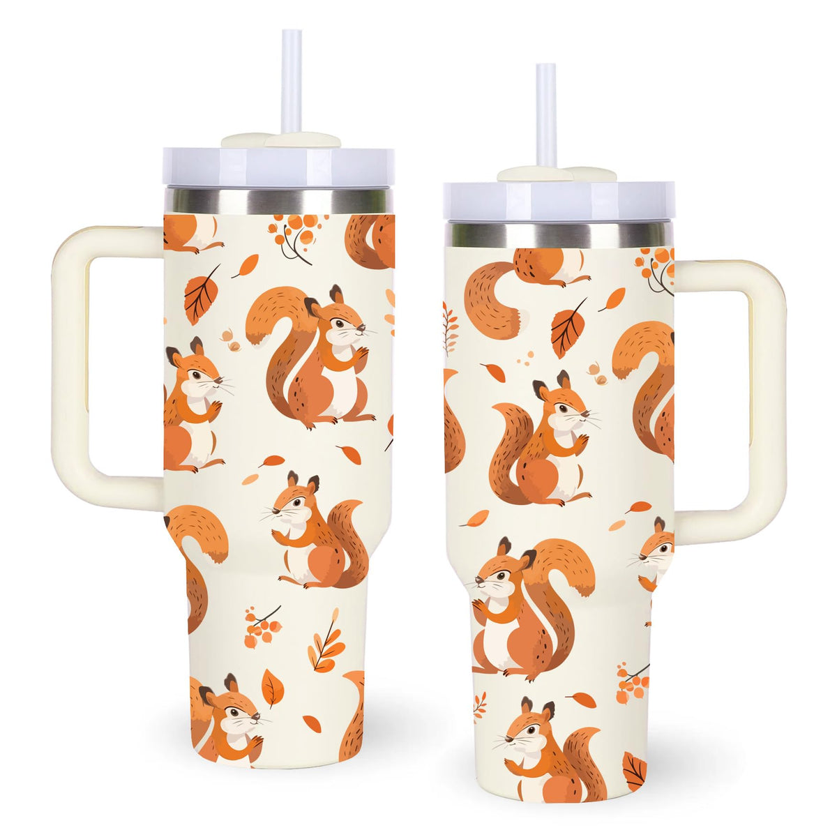 Momocici 40oz squirrel tumbler with handle for on-the-go hydration.