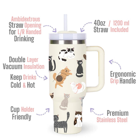 momocici cat tumbler front view with sleek design for cat lovers and gifting.
