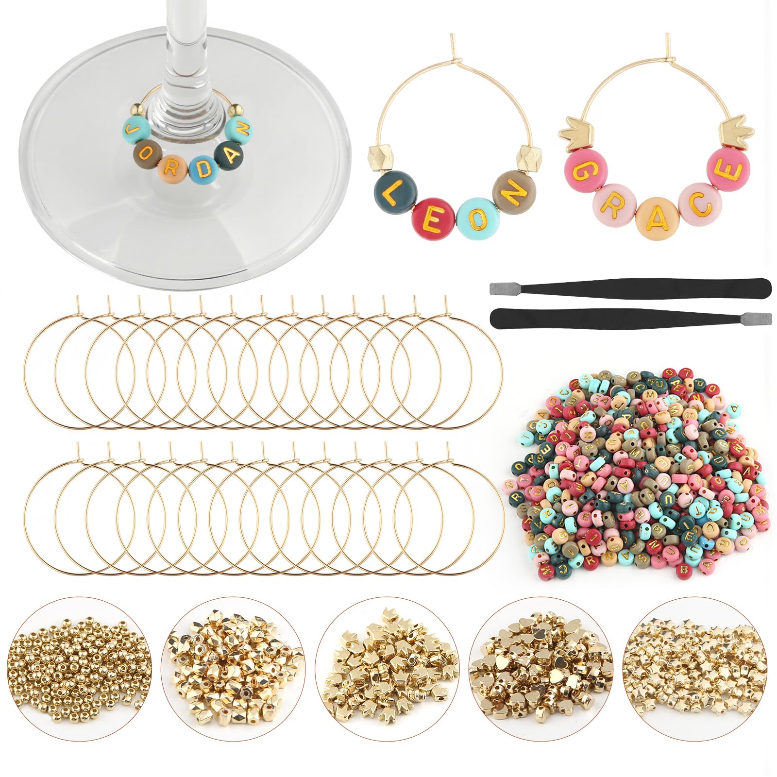 MOMOTONX 60-set wine charms box neatly organized for quick use.
