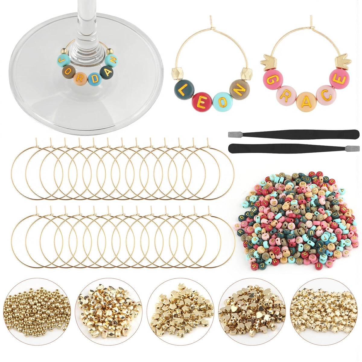 MOMOTONX 60-set wine charms box neatly organized for quick use.