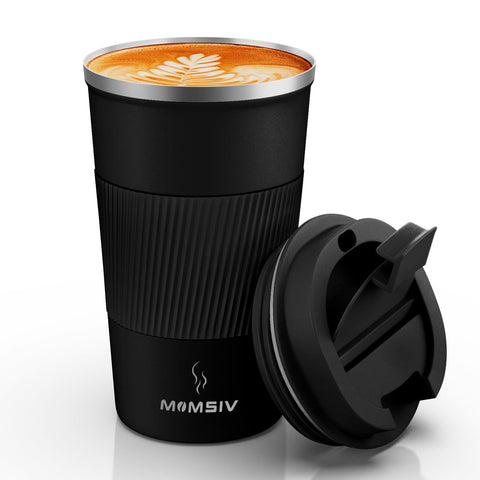 MOMSIV 17oz travel mug insulated stainless steel keeps drinks hot longer
