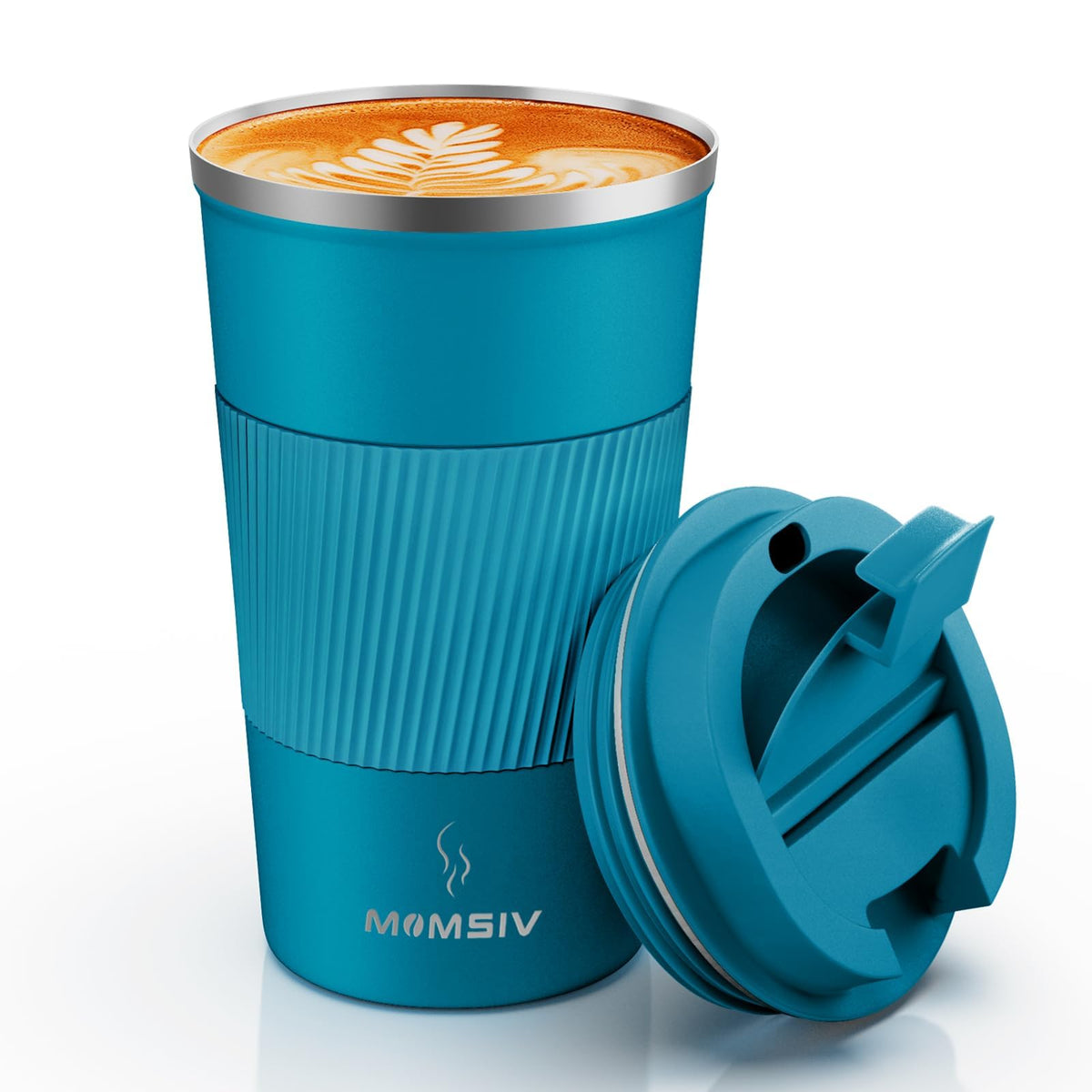 MOMSIV 17oz Travel Mug with leakproof lid keeps beverages secure during travel.