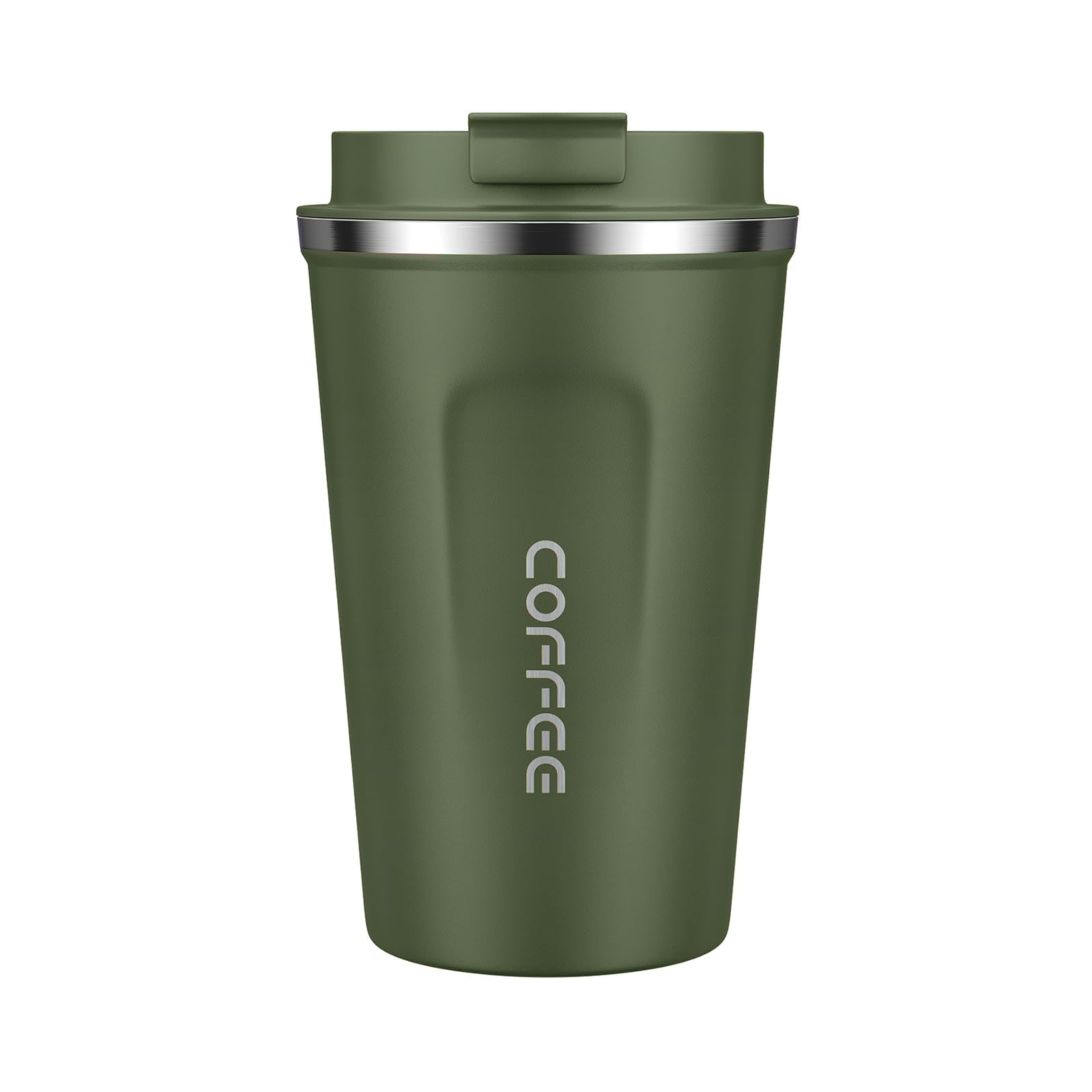 MOMSIV travel mug armygreen 12oz with leakproof lid keeps drinks hot or cold on the go.
