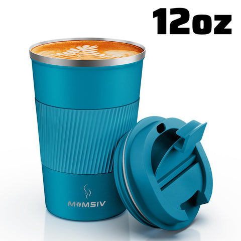 MOMSIV travel mug ideal for indoors and outdoors, perfect for car trips.