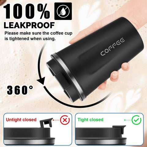 MOMSIV travel mug one-hand use with flap opening for easy sipping.