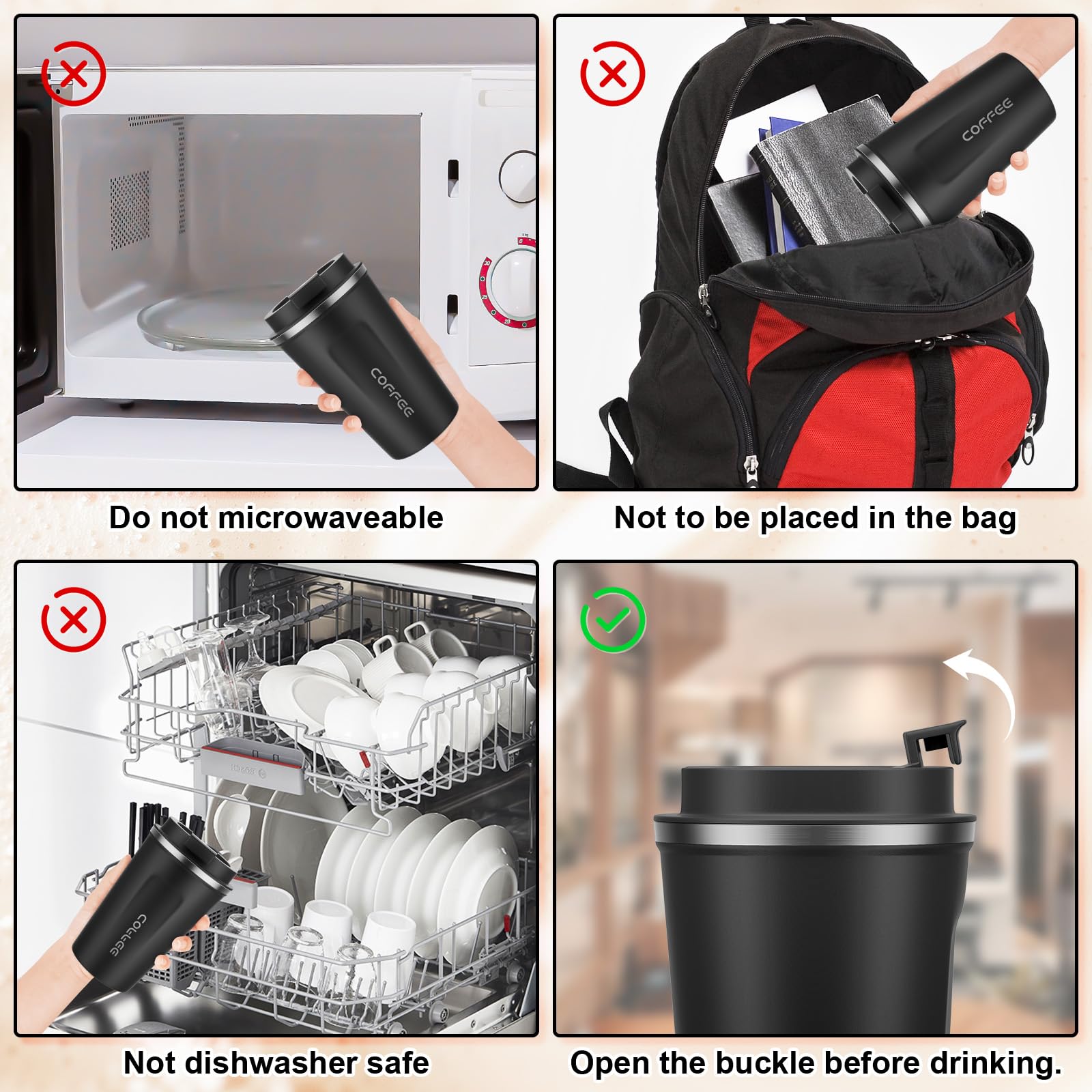 MOMSIV travel mug silicone grip on body for comfortable hold.