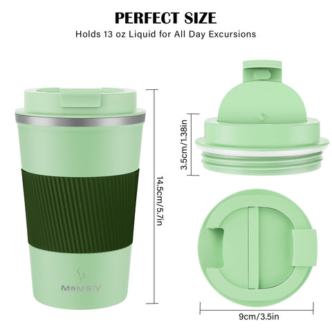 MOMSIV travel mug with straw-hole lid offers versatile drinking options on the road.