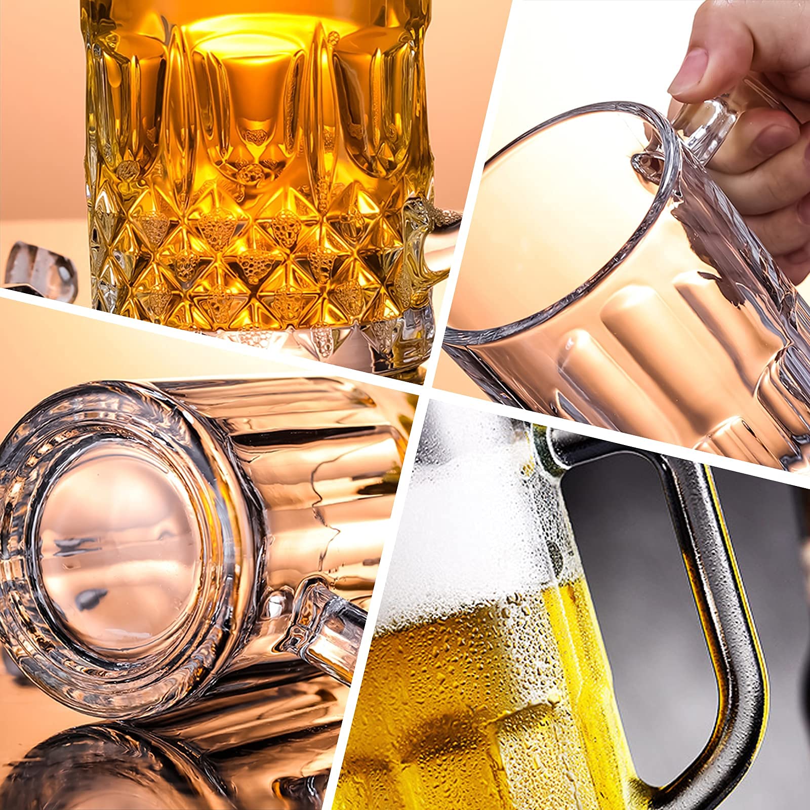 Momugs heavy-duty glass with handle offers secure grip during gatherings.