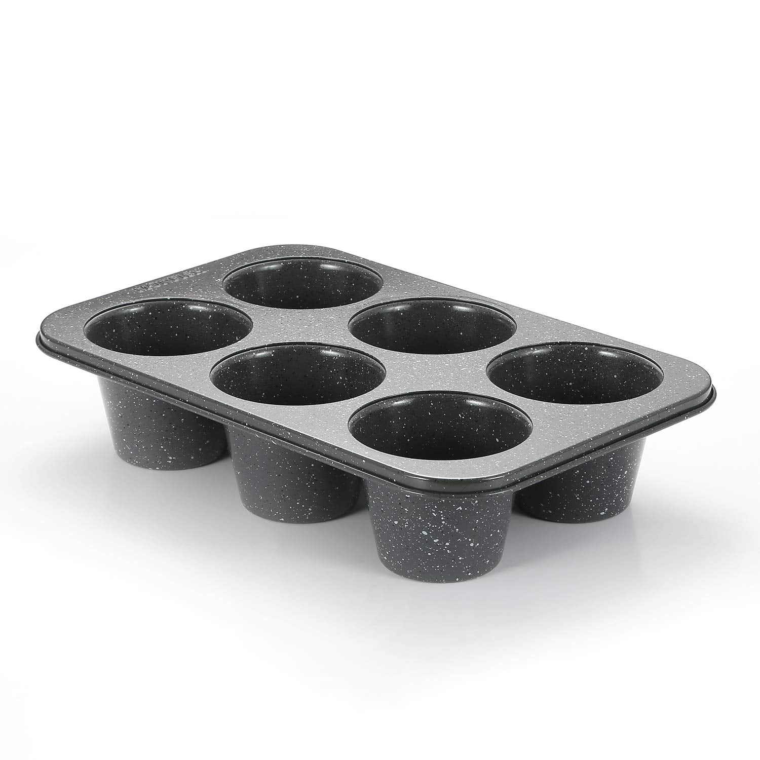 Monfish jumbo deep muffin pan with six 3.5-inch cups in a gray finish for big muffins