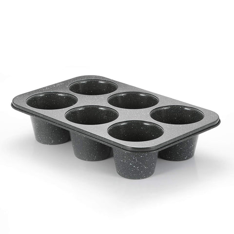 Monfish jumbo deep muffin pan with six 3.5-inch cups in a gray finish for big muffins