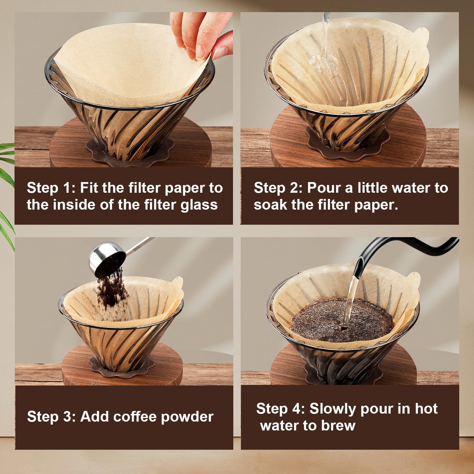 Mongdio 100 paper filters included for clean, quick brewing