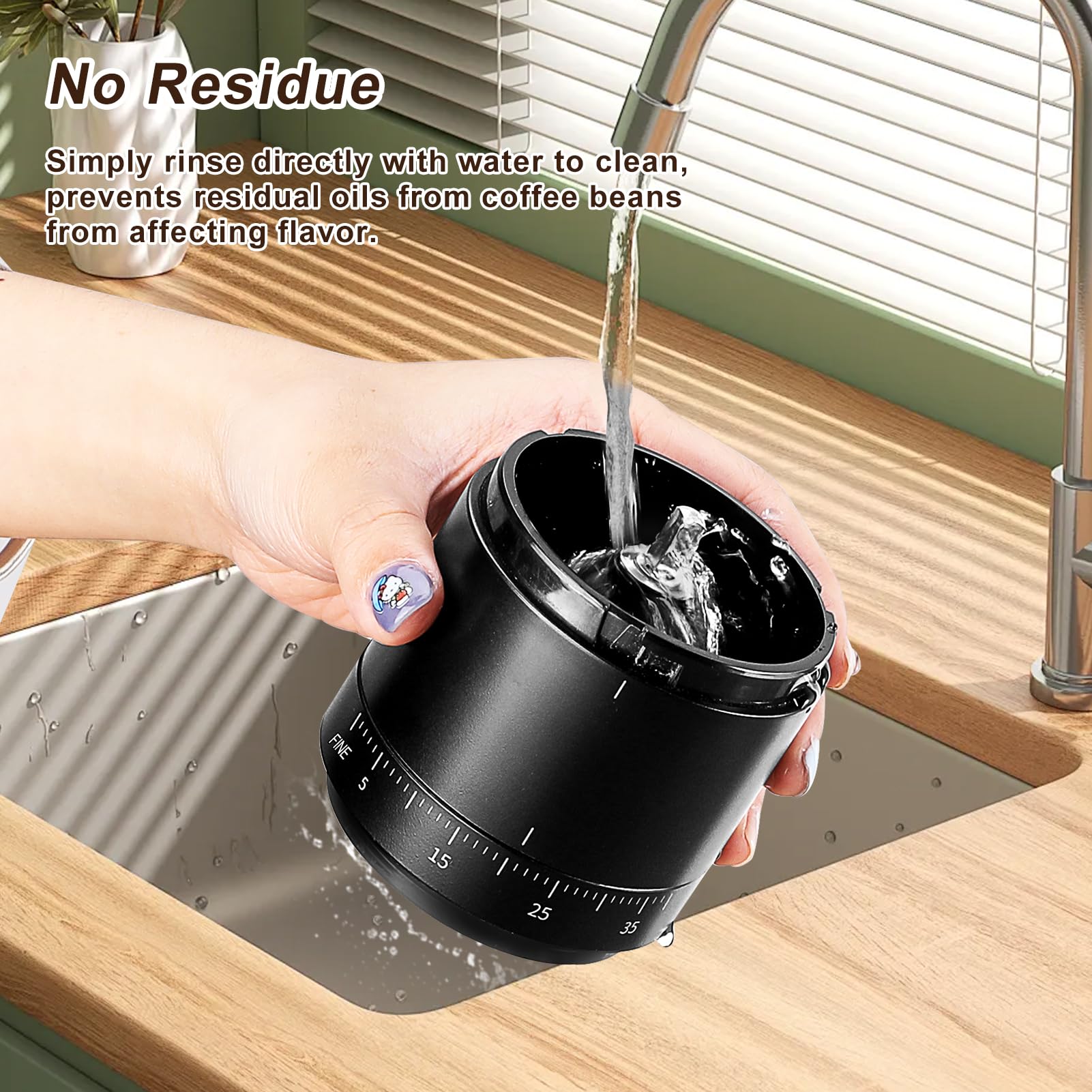 Mongdio ceramic grinding core reduces heat and preserves aroma.