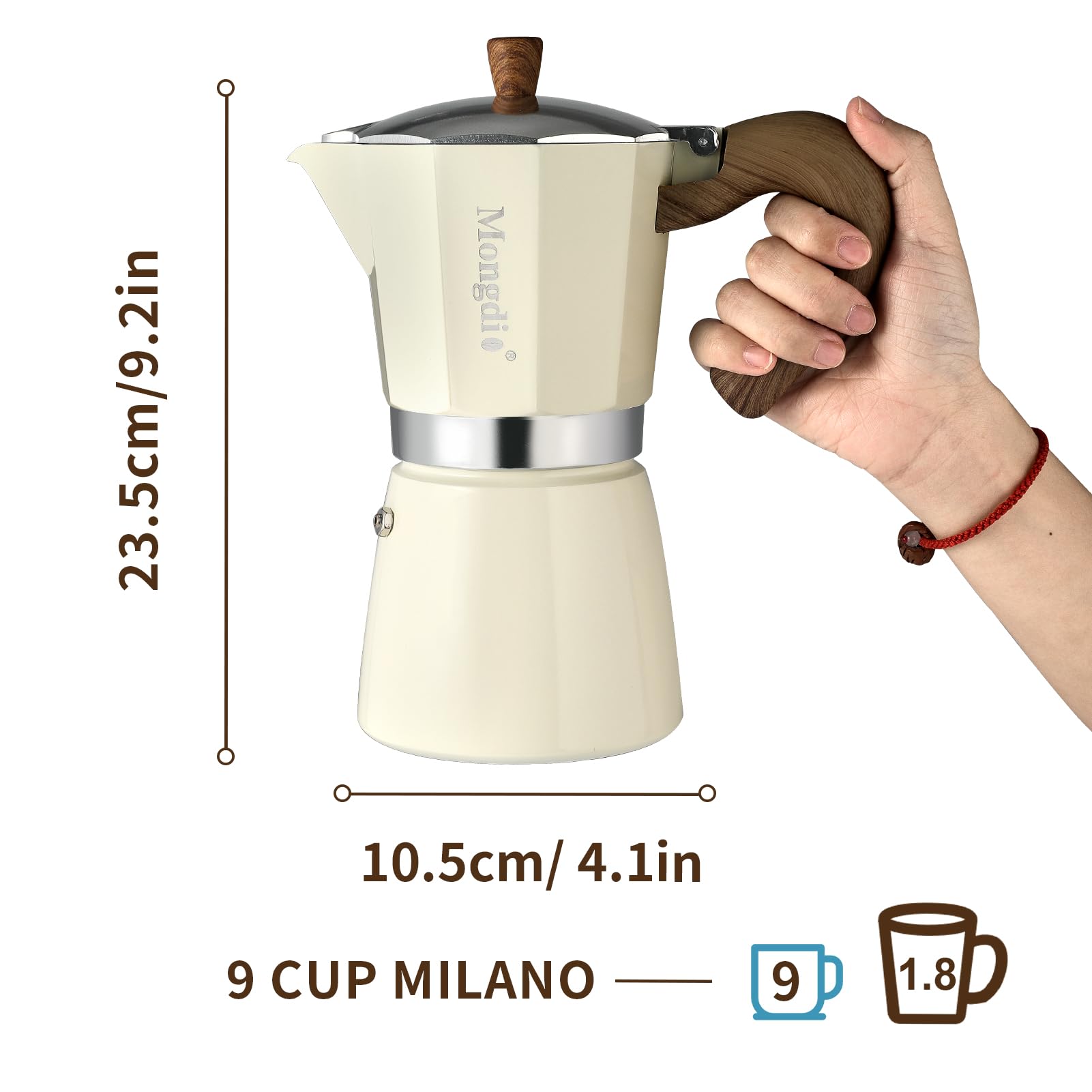 Mongdio espresso cup setup prepared for a 9-cup brew session