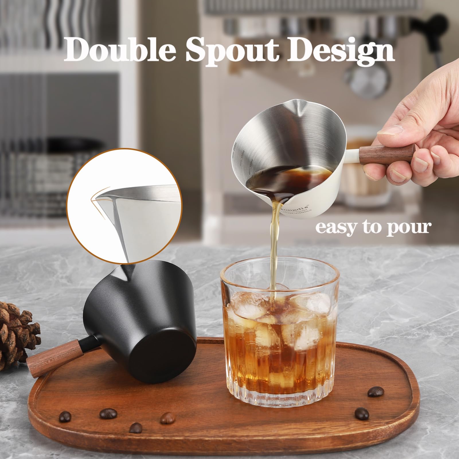 Mongdio espresso pouring cup for sauces and syrups.