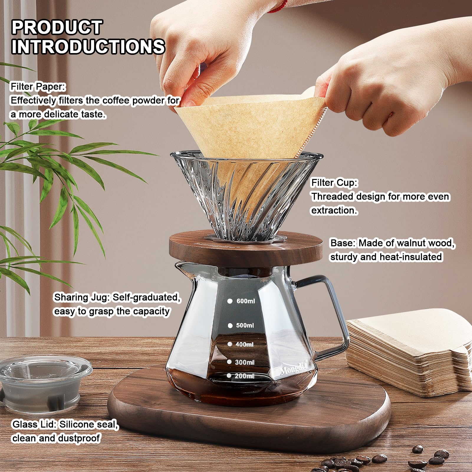 Mongdio glass lid with silicone seal keeps coffee secure and fresh