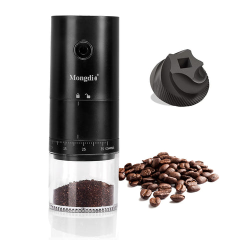 Mongdio portable coffee grinder with 38 settings for precise grind on the go.