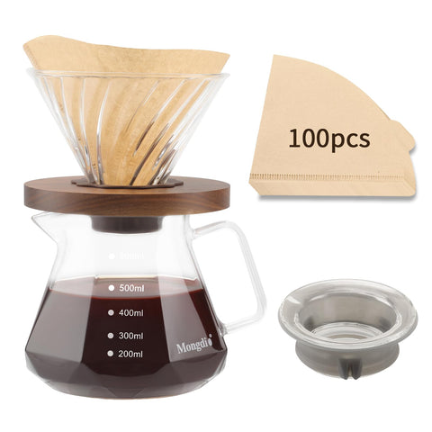 Mongdio Pour-Over Coffee Maker glass for precise, visible brewing.