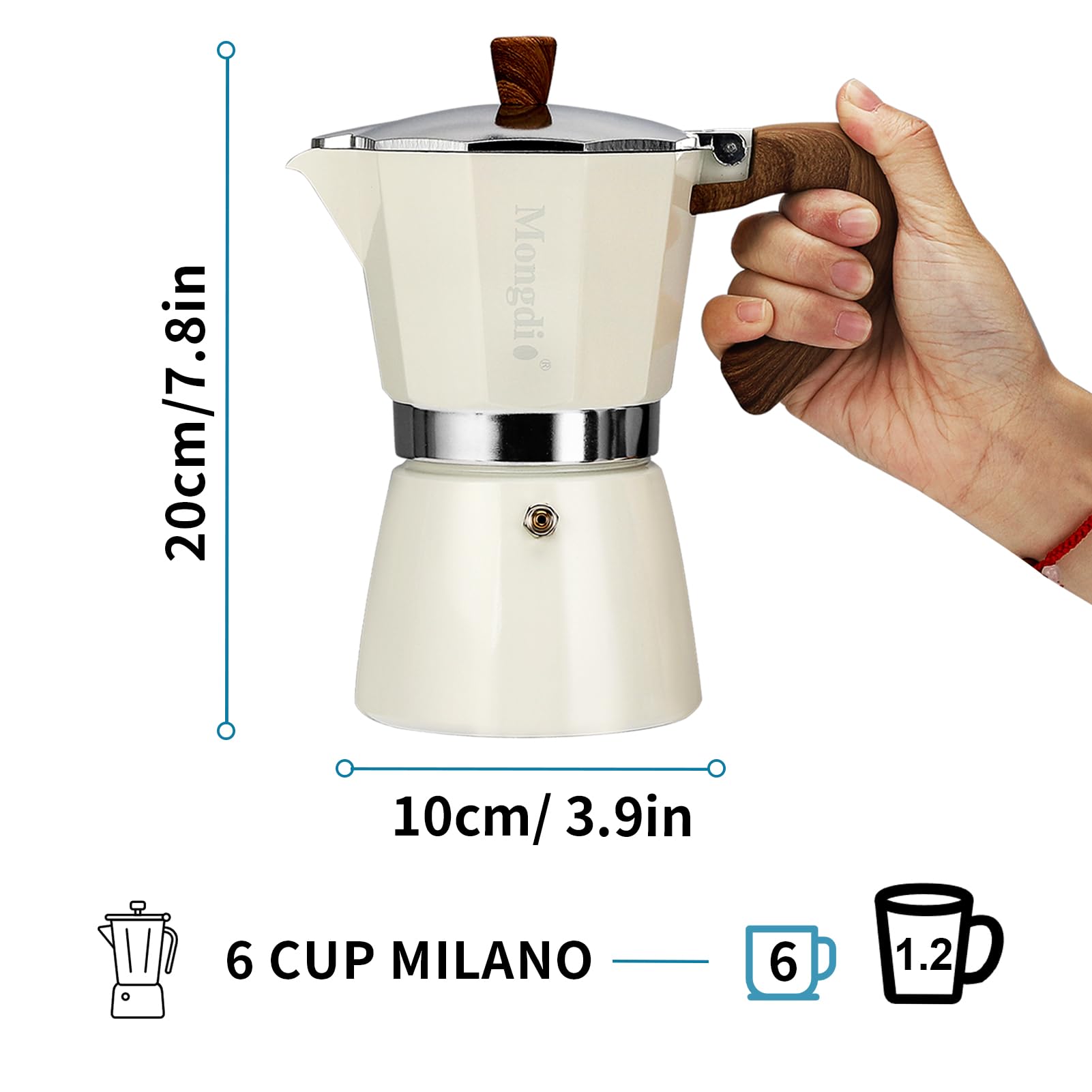 Mongdio safety valve detail emphasizing controlled pressure during brew.
