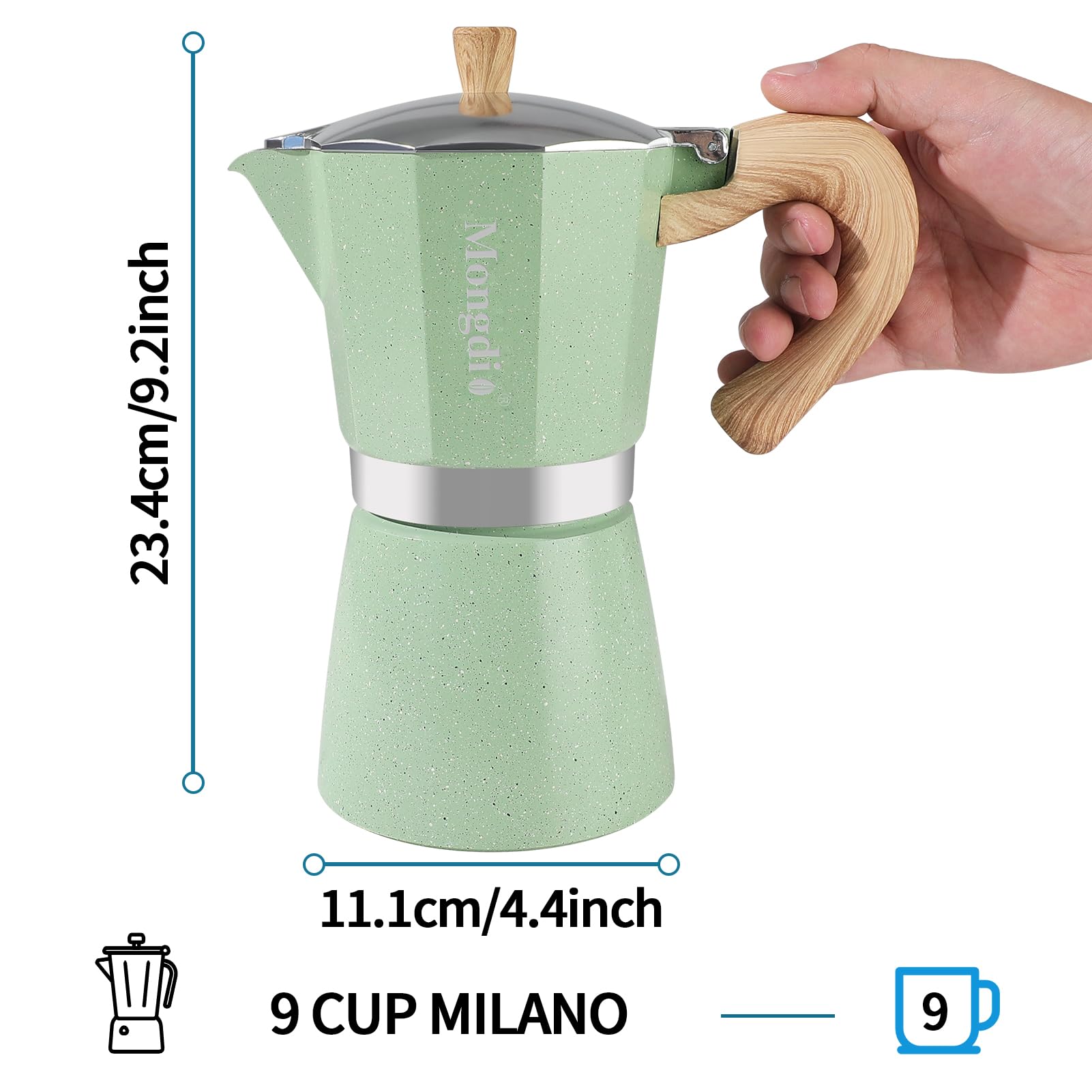 Pouring steam and aroma from the Mongdio moka pot into a cup.