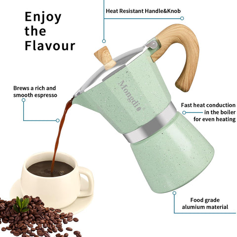 Mongdio safety valve close-up showing regulated pressure for consistent espresso.