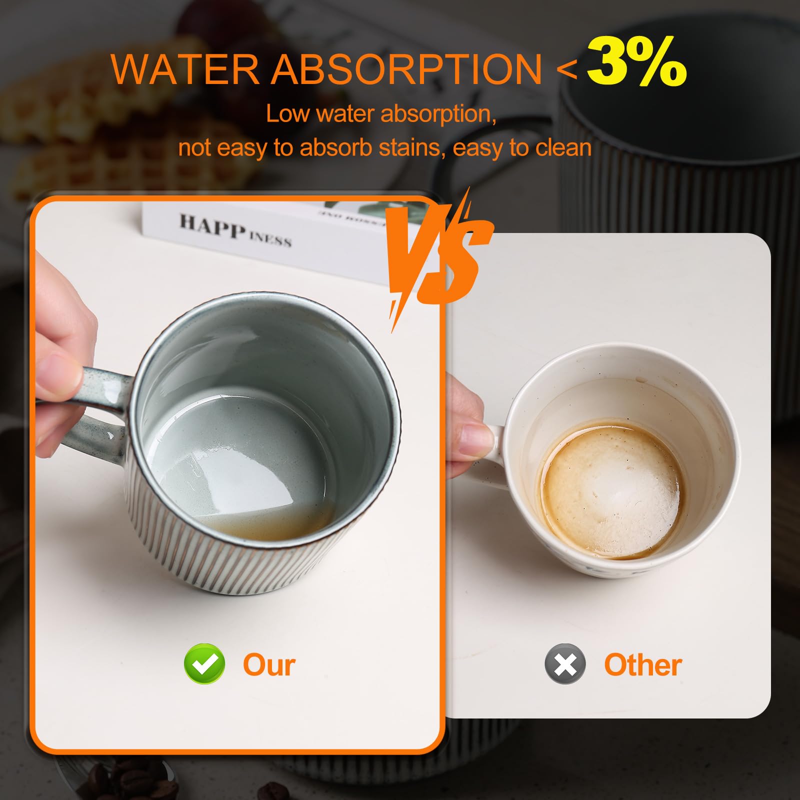 MONITO microwave-safe and dishwasher-safe mugs for quick, convenient use